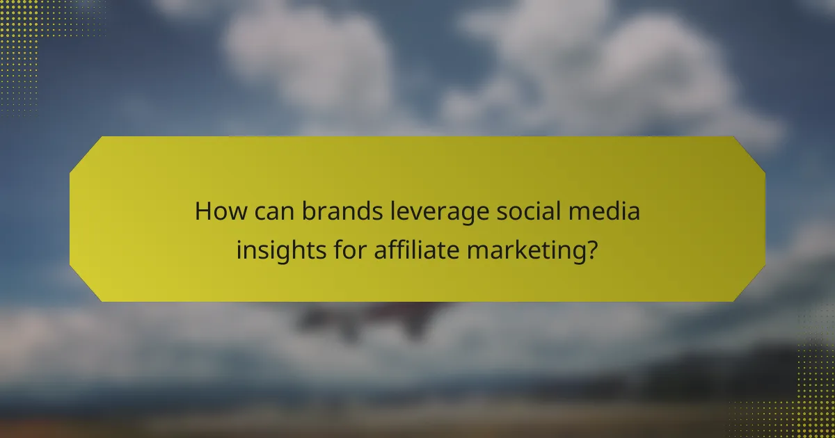 How can brands leverage social media insights for affiliate marketing?